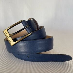 Ted Baker Leather Belt.Matt Navy Blue Sz M